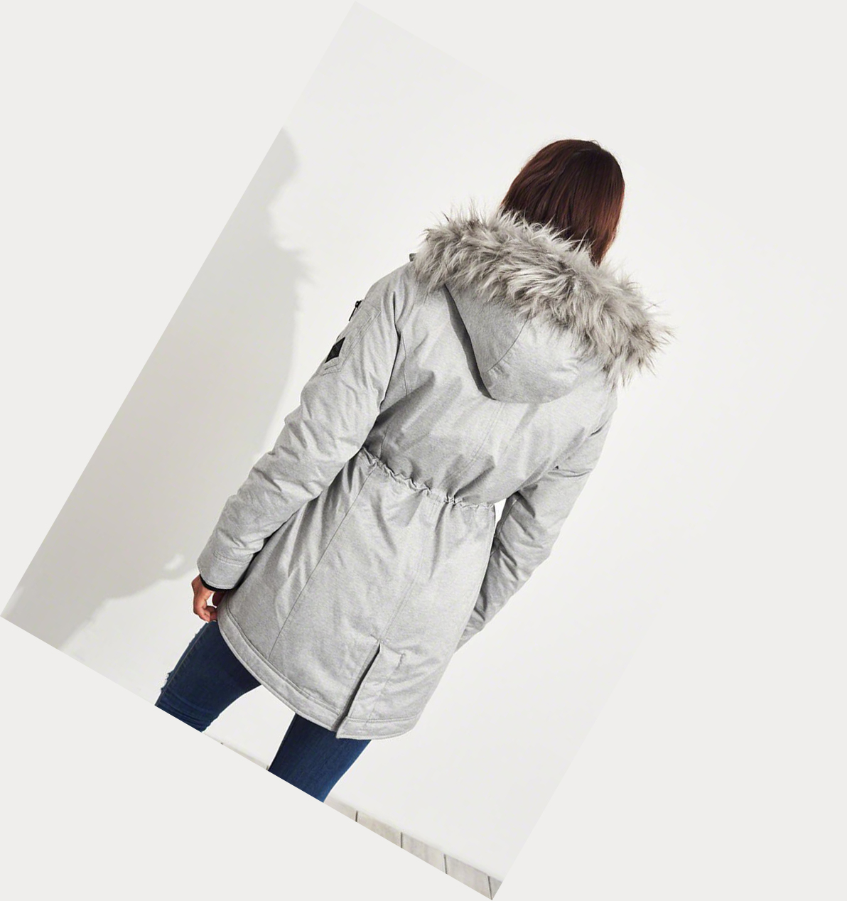 Light Grey Hollister Down Women's Parka Jackets | ZA-QEMU706