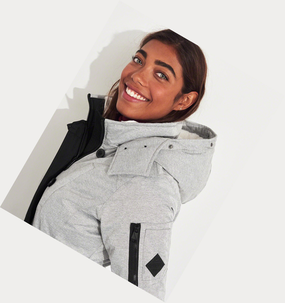 Light Grey Hollister Down Women's Parka Jackets | ZA-QEMU706