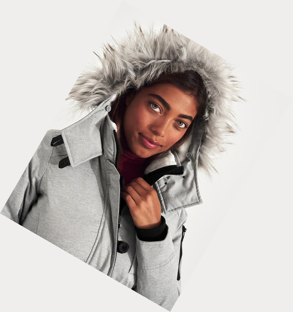 Light Grey Hollister Down Women's Parka Jackets | ZA-QEMU706