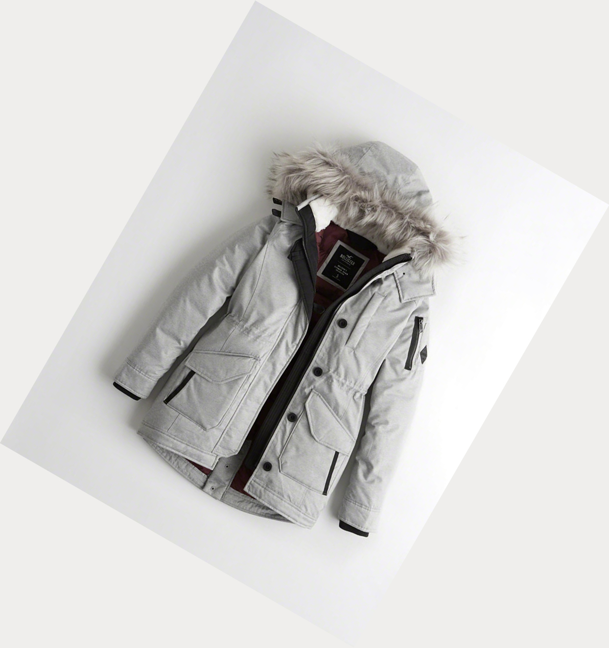 Light Grey Hollister Down Women\'s Parka Jackets | ZA-QEMU706