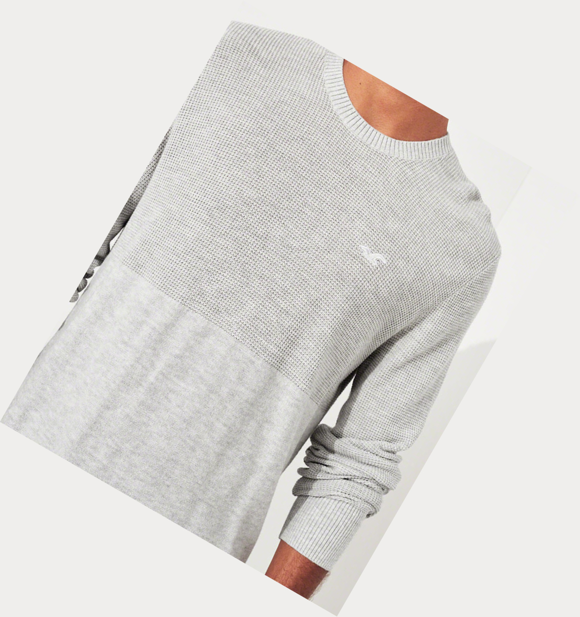 Light Grey Hollister Lightweight Curved Hem Men's Sweaters | ZA-HOGY203