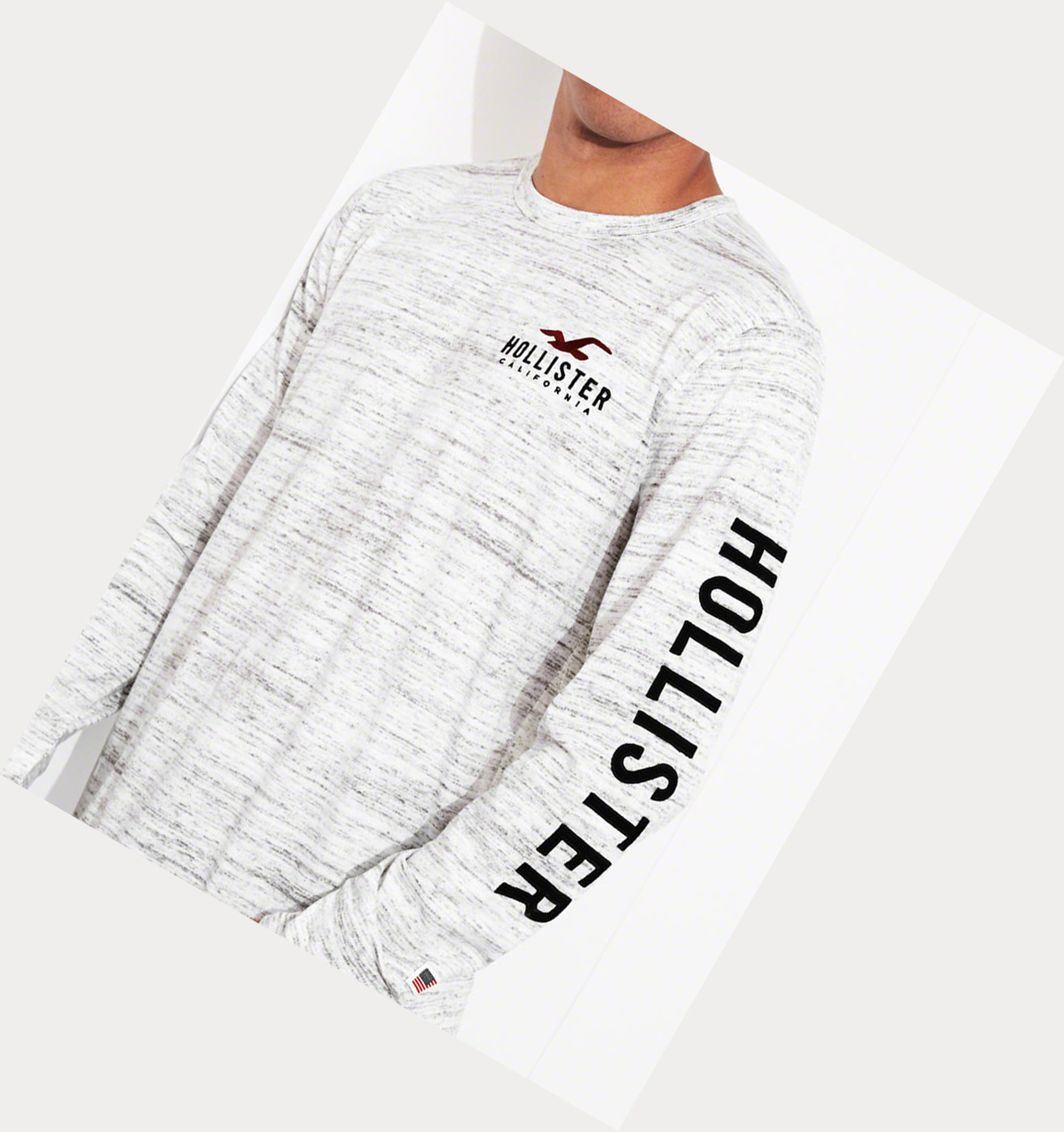 Light Grey Hollister Logo Men's Long Sleeve | ZA-NZHG450