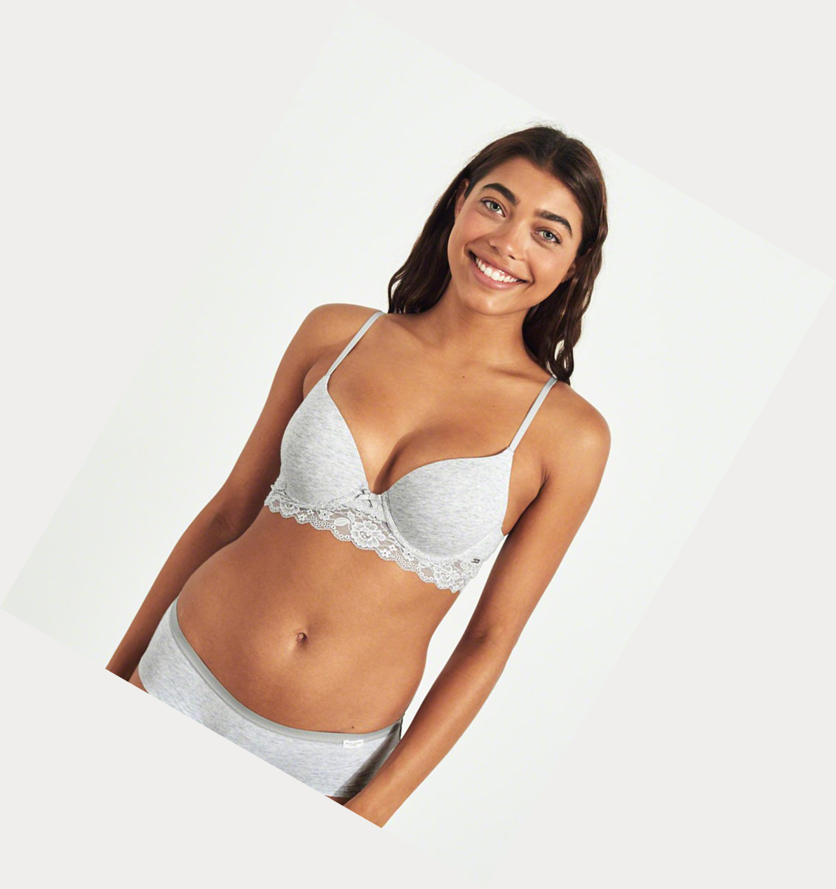 Light Grey Hollister Longline Push-Up Demi Women's Bras | ZA-EQIP862