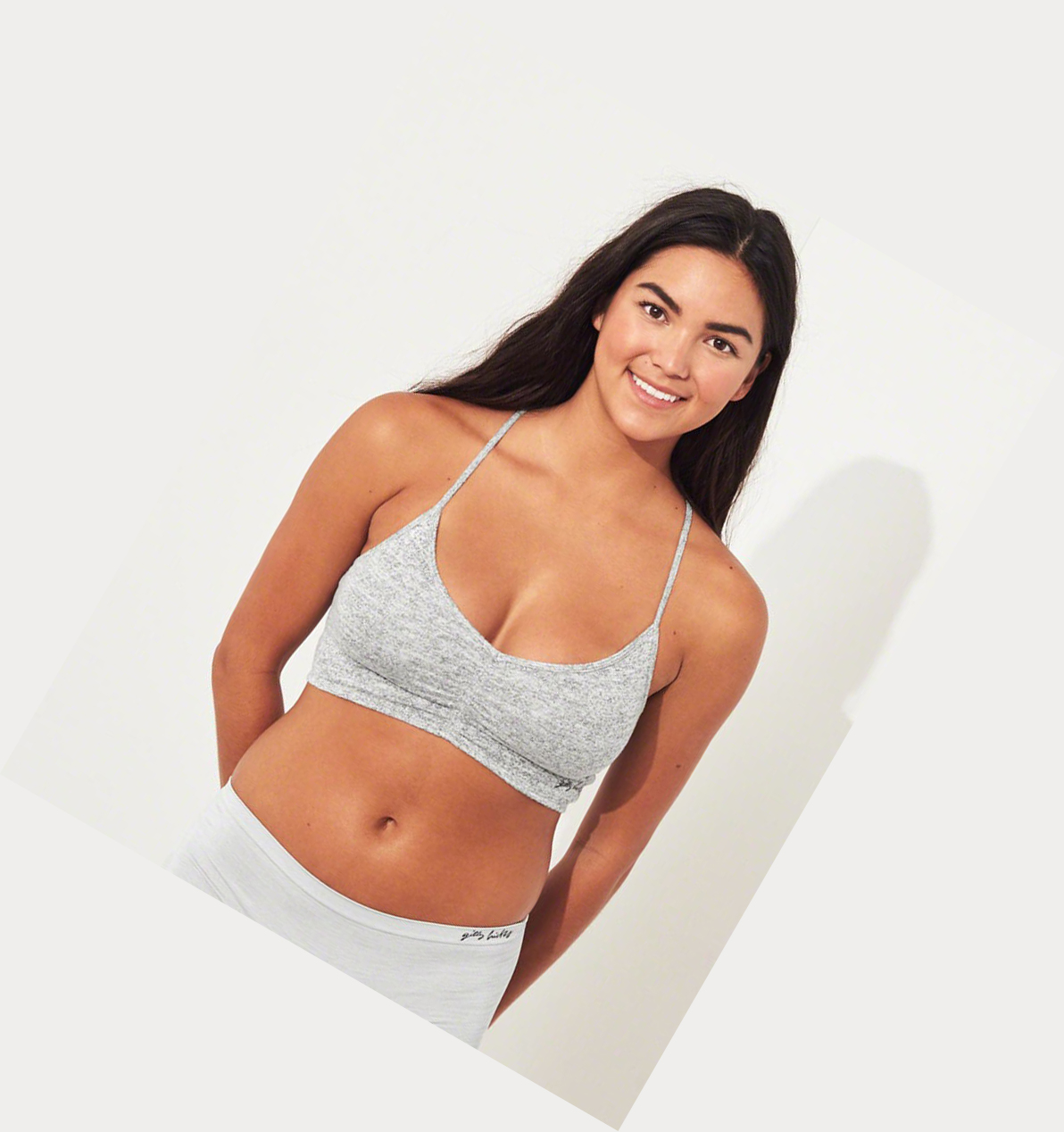 Light Grey Hollister Scoop Longline With Removable Pads Women's Bras | ZA-YDBL673