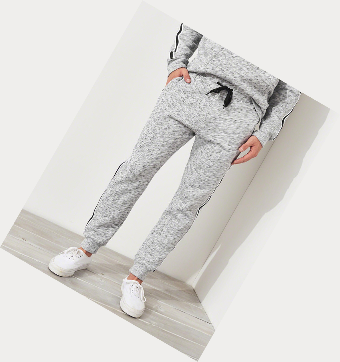 Light Grey Hollister Side-Stripe Men's Jogger | ZA-NVMC781