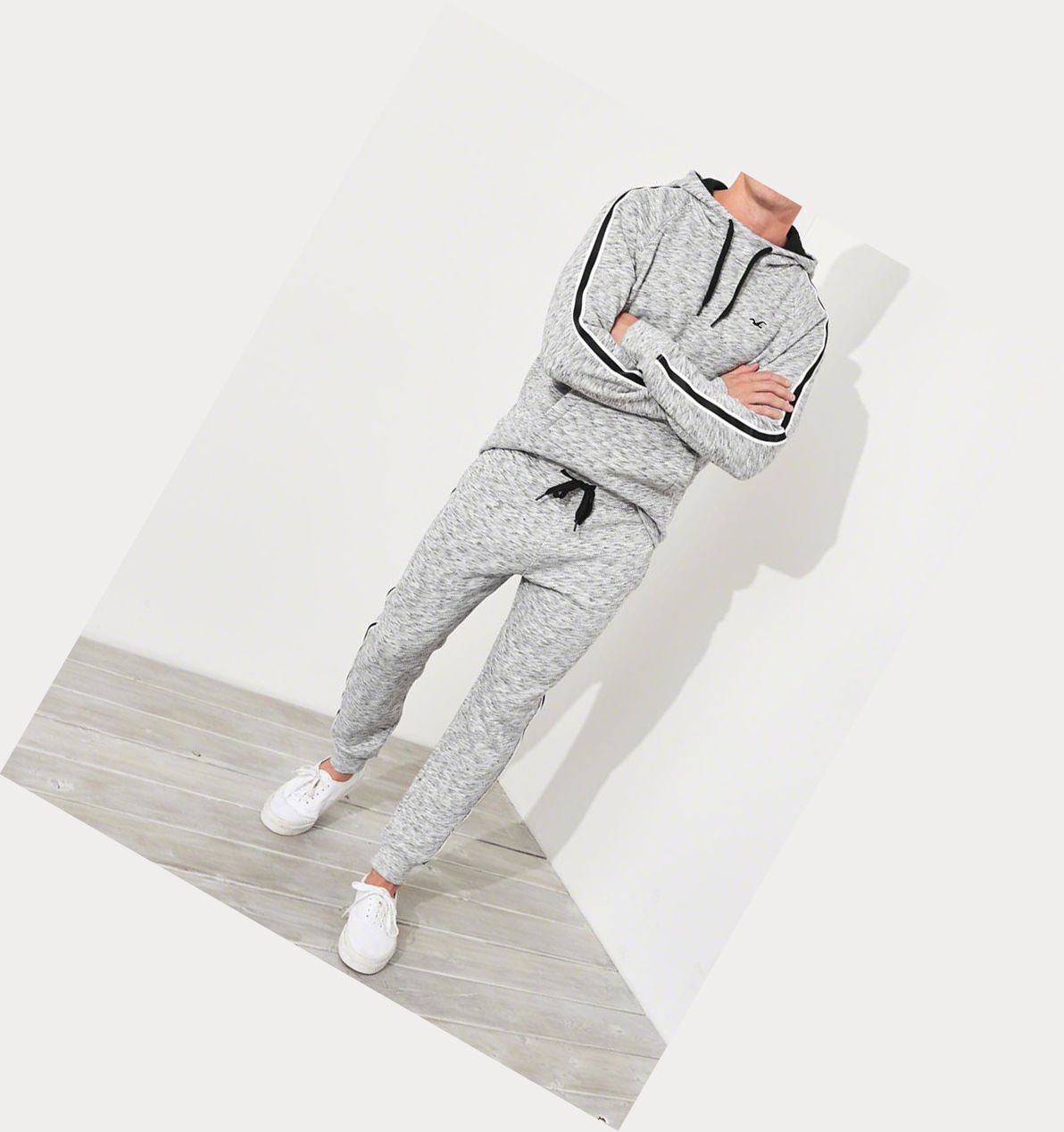 Light Grey Hollister Side-Stripe Men's Jogger | ZA-NVMC781