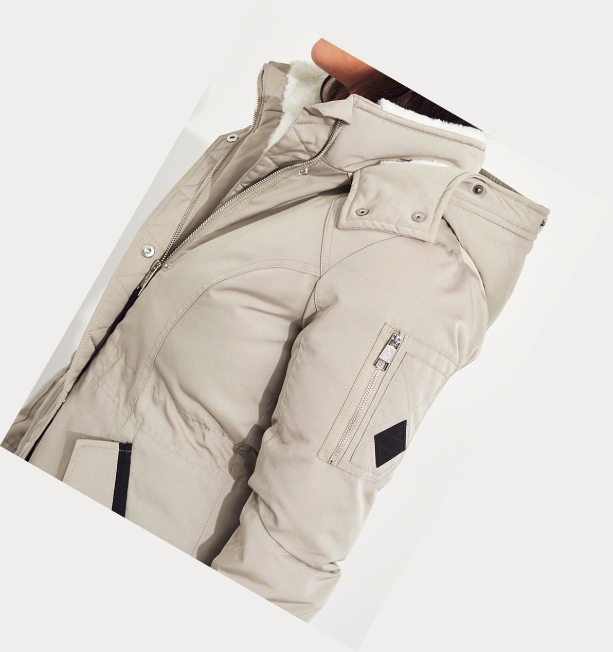 Light Khaki Hollister Cozy-Lined Down Women's Parka Jackets | ZA-JZRK967