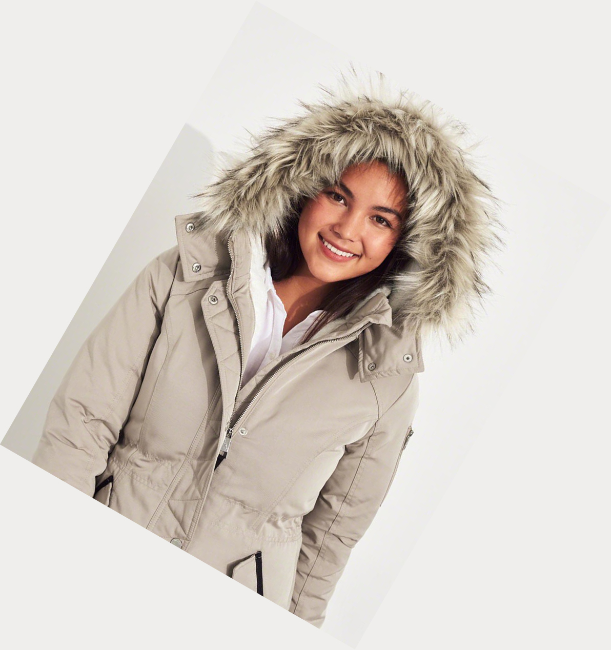 Light Khaki Hollister Cozy-Lined Down Women's Parka Jackets | ZA-JZRK967