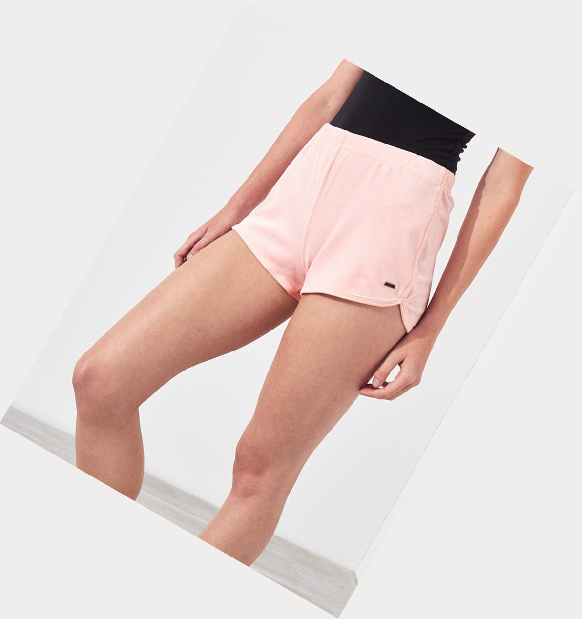 Light Pink Hollister High-Rise Velvet Curved Hem Women's Shorts | ZA-CHTQ765