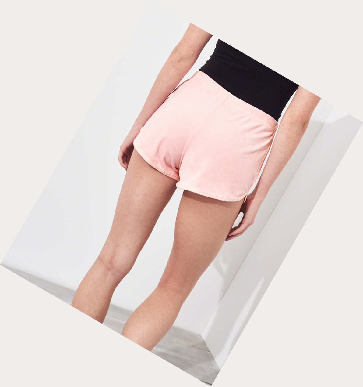 Light Pink Hollister High-Rise Velvet Curved Hem Women's Shorts | ZA-CHTQ765