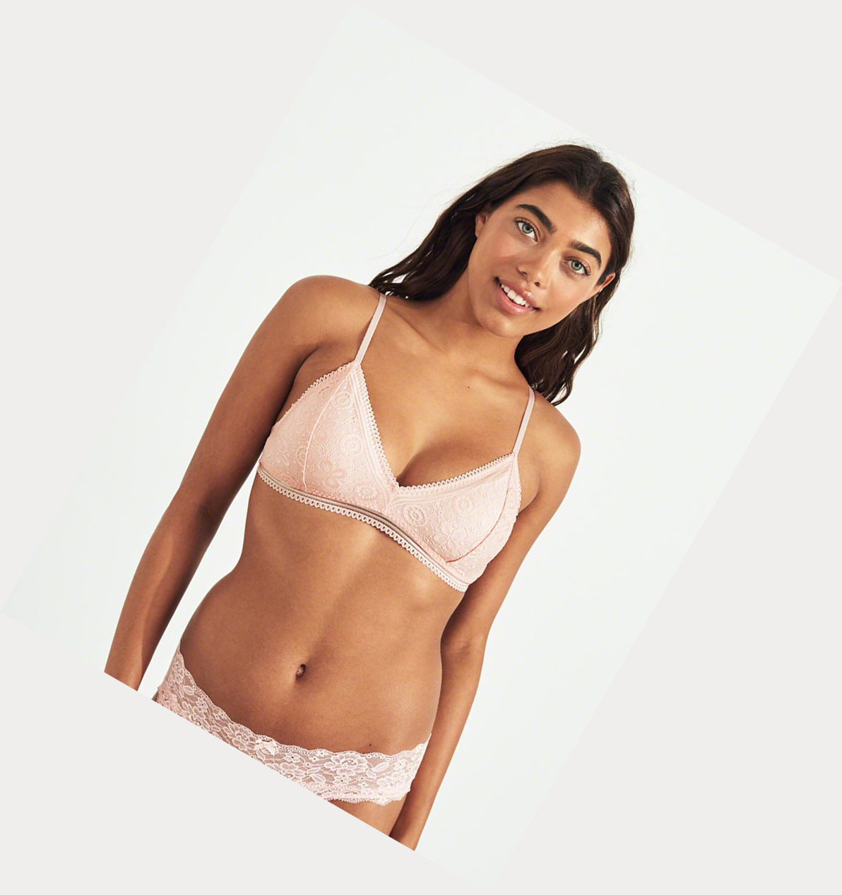 Light Pink Hollister Lace Triangle With Removable Pads Women's Bras | ZA-CUDY628