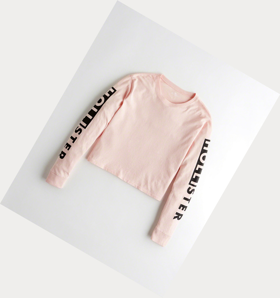 Light Pink Hollister Logo Crop Women\'s Long Sleeve | ZA-JXKY527