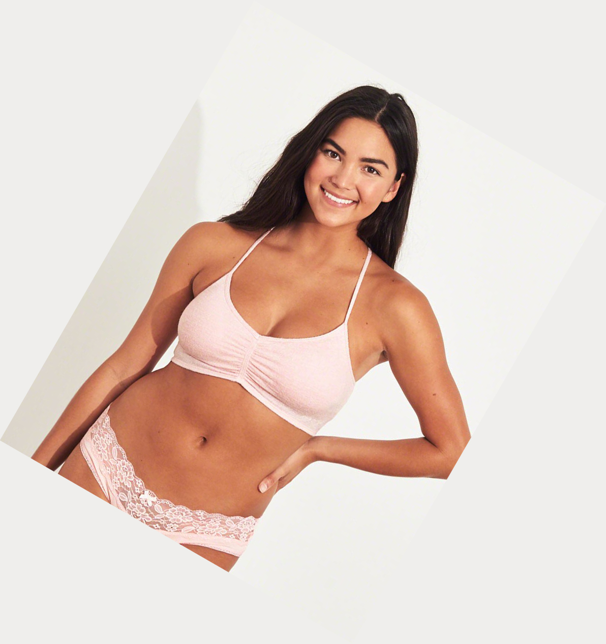 Light Pink Hollister Scoop Longline With Removable Pads Women's Bras | ZA-ODKG105