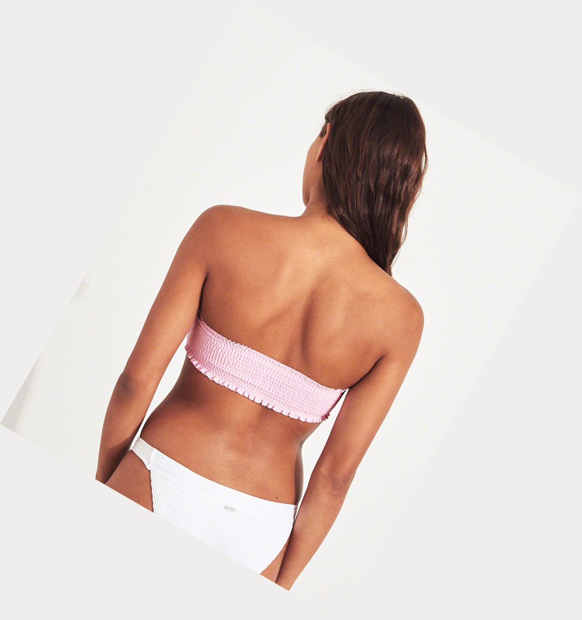 Light Pink Hollister Smocked Bandeau Women's Bikini Tops | ZA-DKNX961