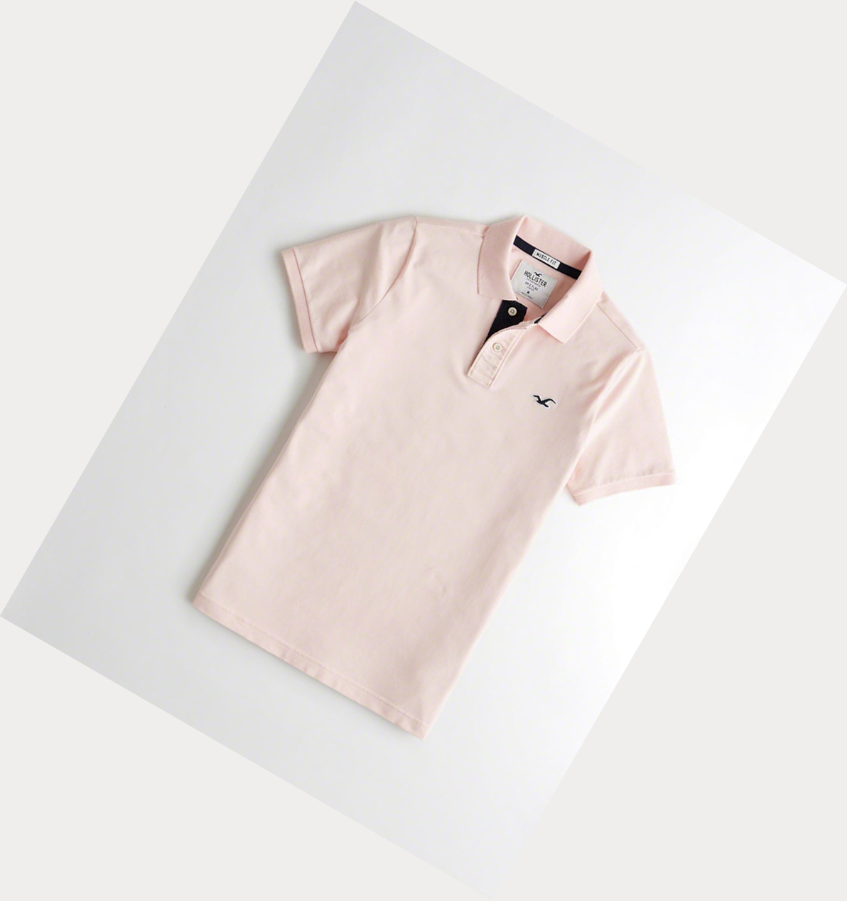 Light Pink Hollister Stretch Muscle Fit Men\'s Polo Shirts | ZA-HMXG760