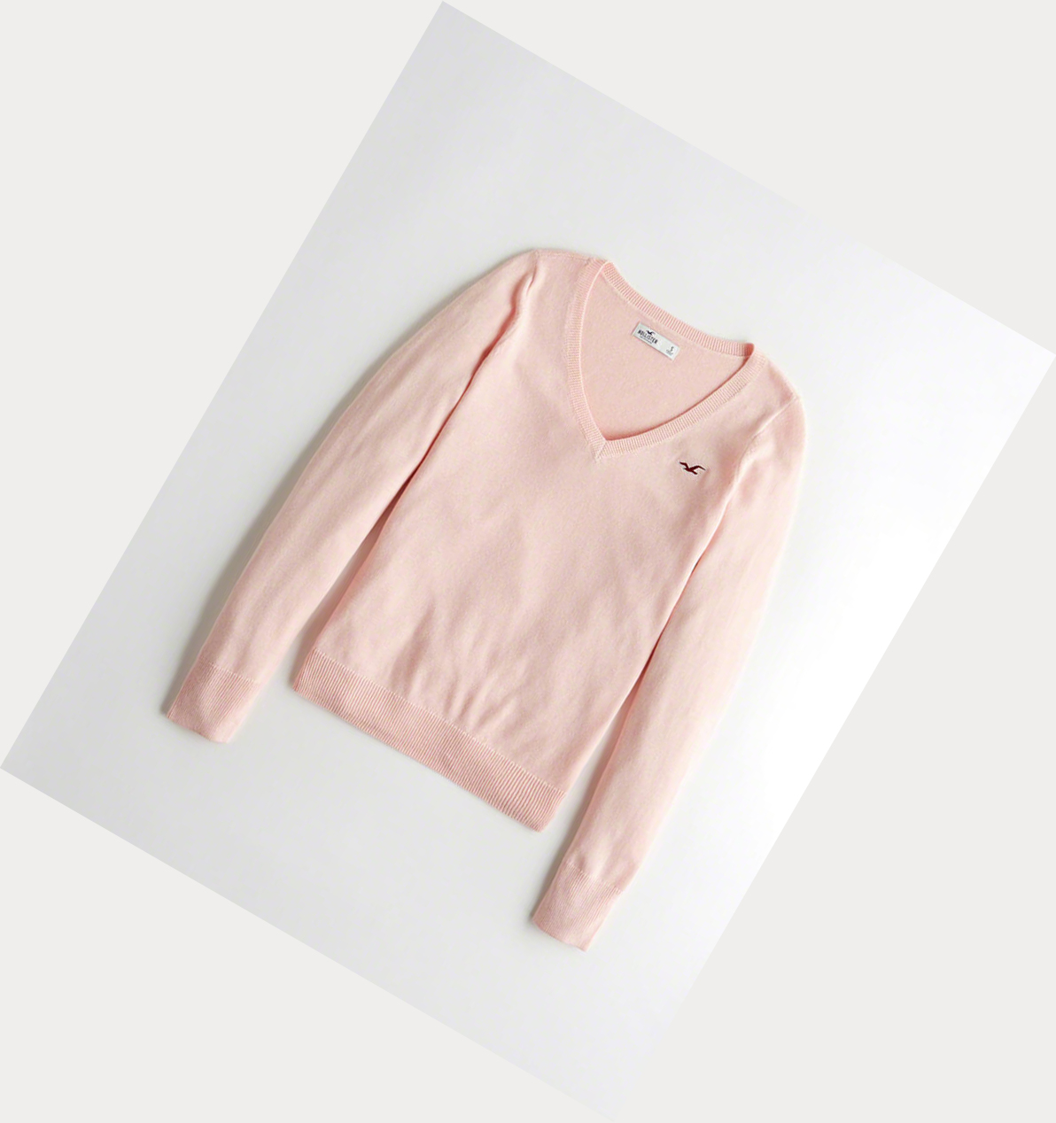 Light Pink Hollister V-Neck Women\'s Sweaters | ZA-IPDU790