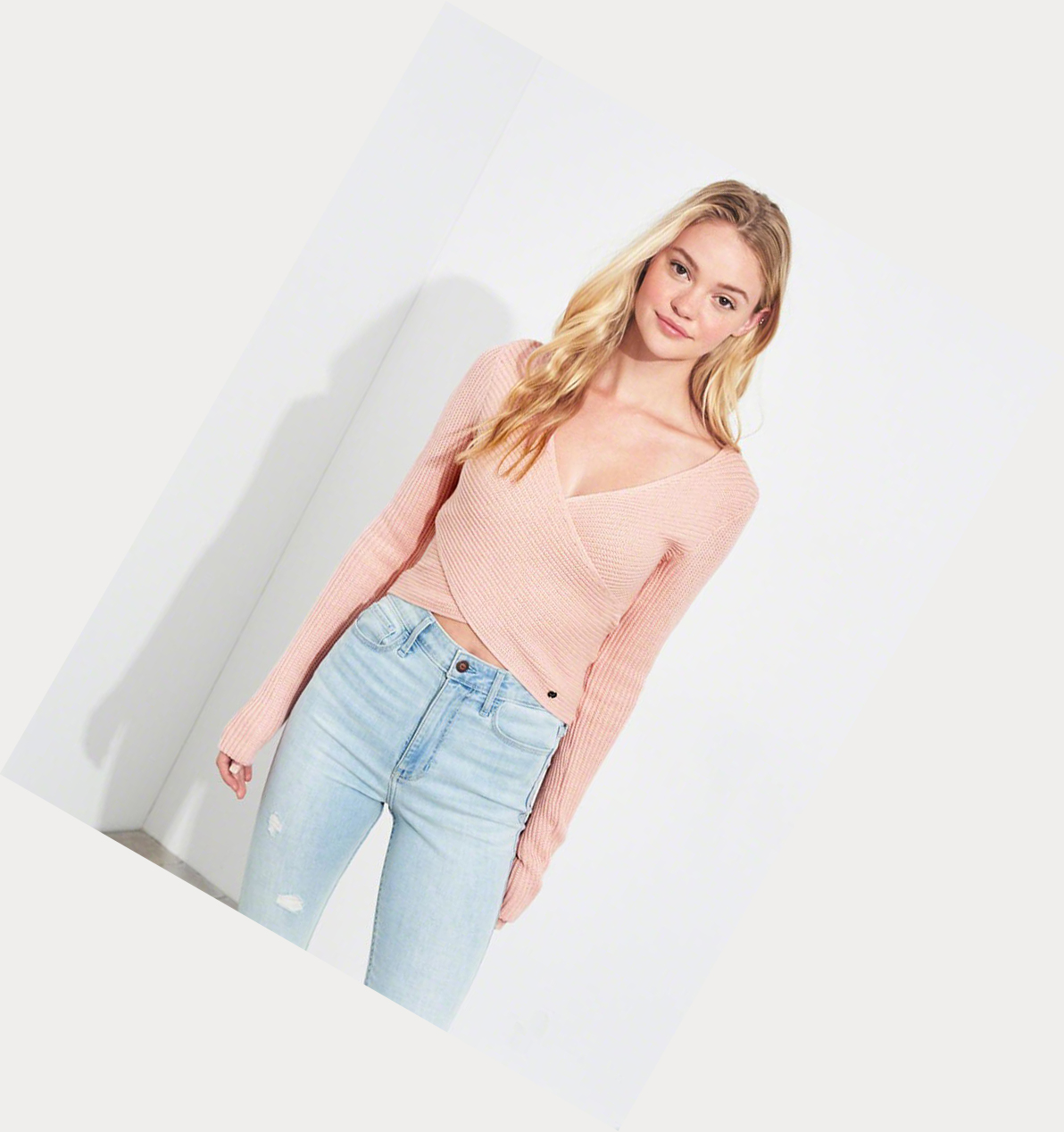 Light Pink Hollister Wrap-Front Women's Sweaters | ZA-IEKB716