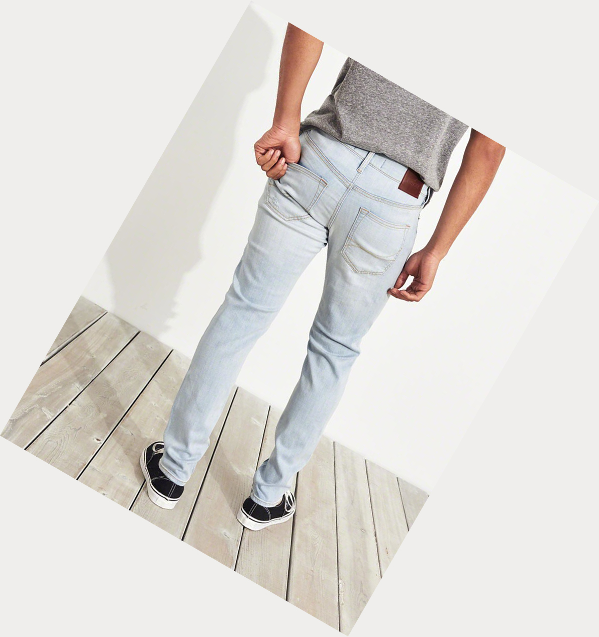 Light Wash Hollister Advanced Stretch Skinny Men's Jeans | ZA-AGJS543