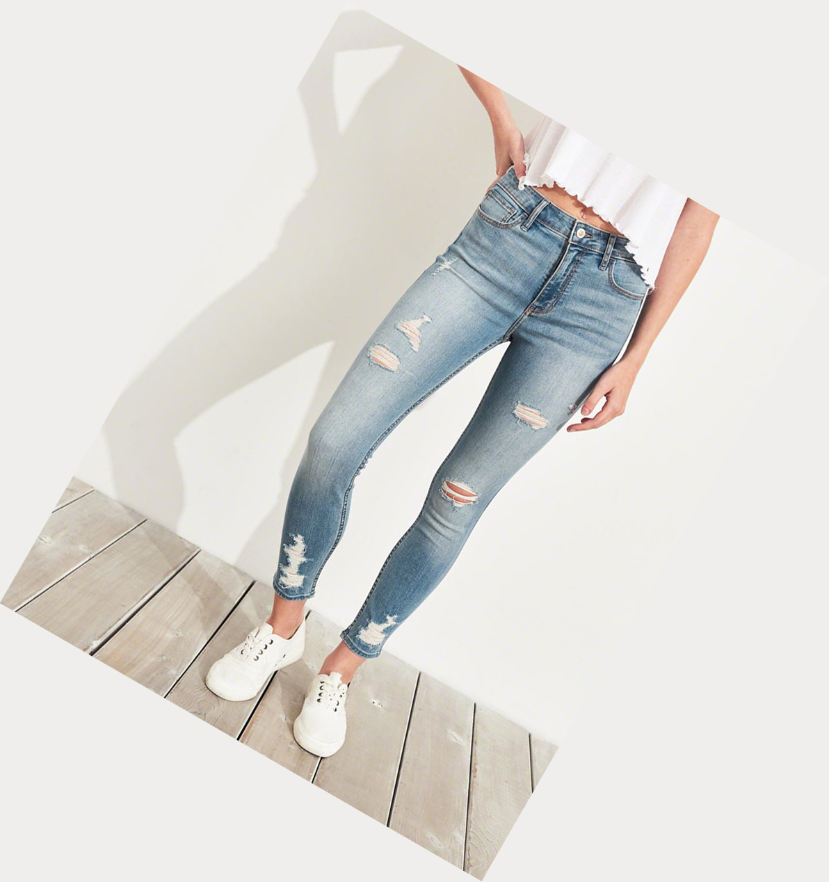 Light Wash Hollister Classic Stretch High-Rise Crop Super Skinny Women's Jeans | ZA-MIFP296