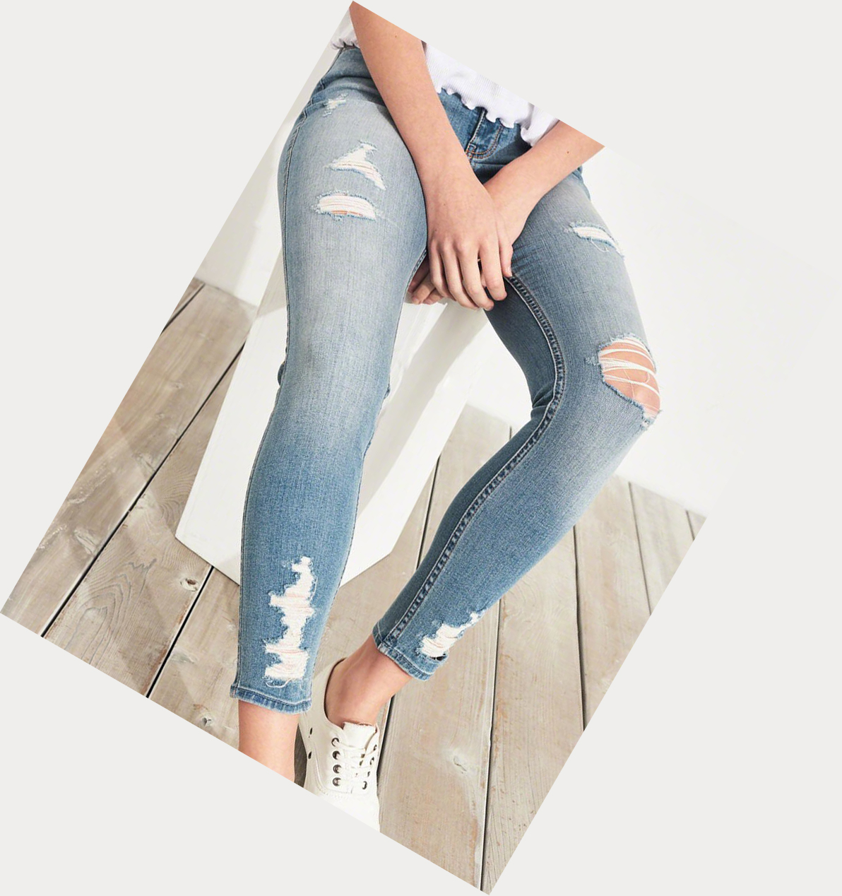 Light Wash Hollister Classic Stretch High-Rise Crop Super Skinny Women's Jeans | ZA-MIFP296