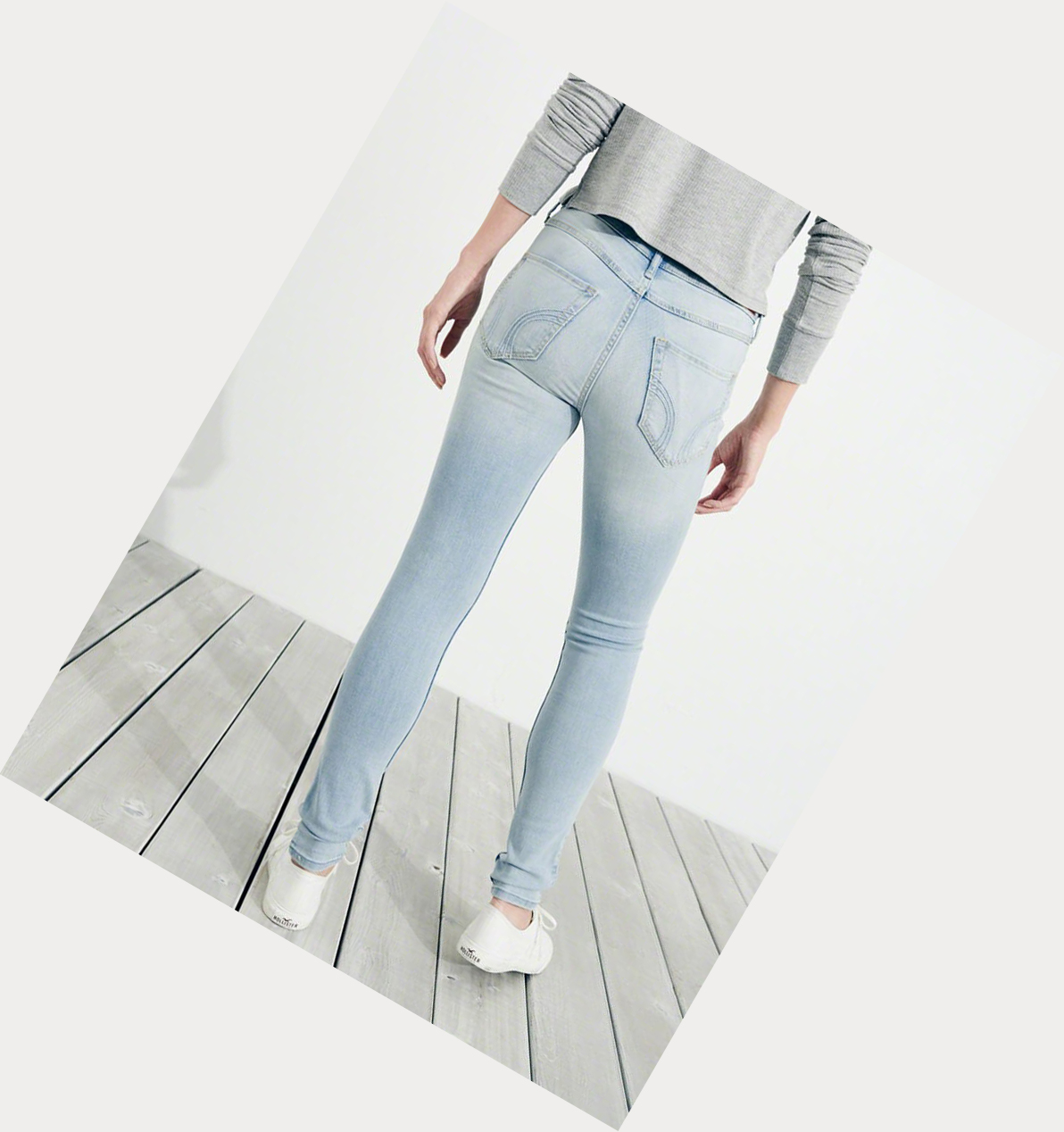 Light Wash Hollister Classic Stretch Mid-Rise Super Skinny Women's Jeans | ZA-RPCS150