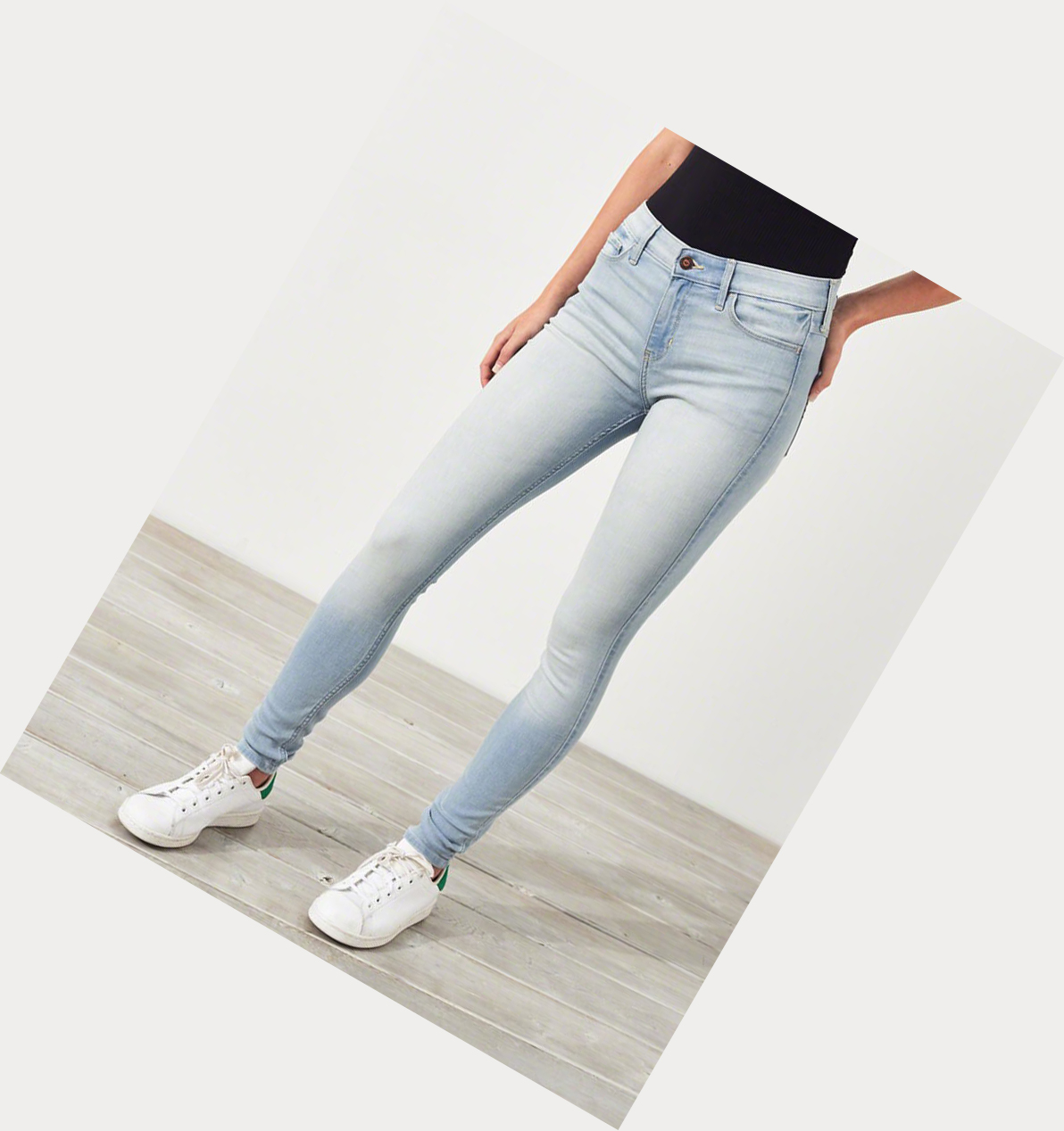 Light Wash Hollister Classic Stretch Mid-Rise Super Skinny Women's Jeans | ZA-TSNO532