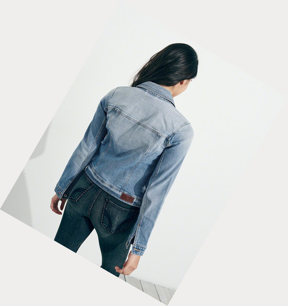 Light Wash Hollister Ripped Women's Denim Jacket | ZA-LEDJ167