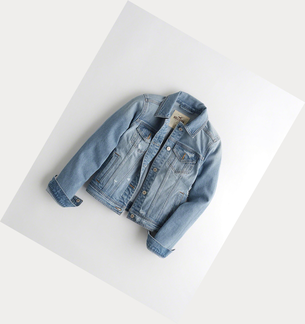 Light Wash Hollister Ripped Women\'s Denim Jacket | ZA-LEDJ167