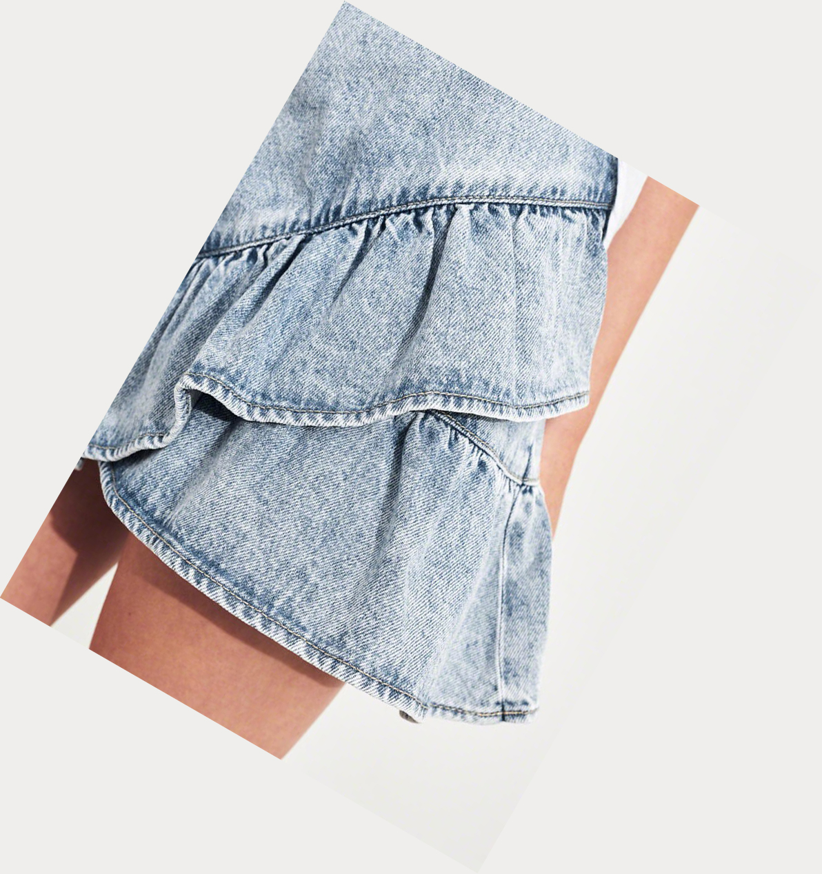 Light Wash Hollister Ultra High-Rise Ruffle Denim Women's Skirts | ZA-TOWN613