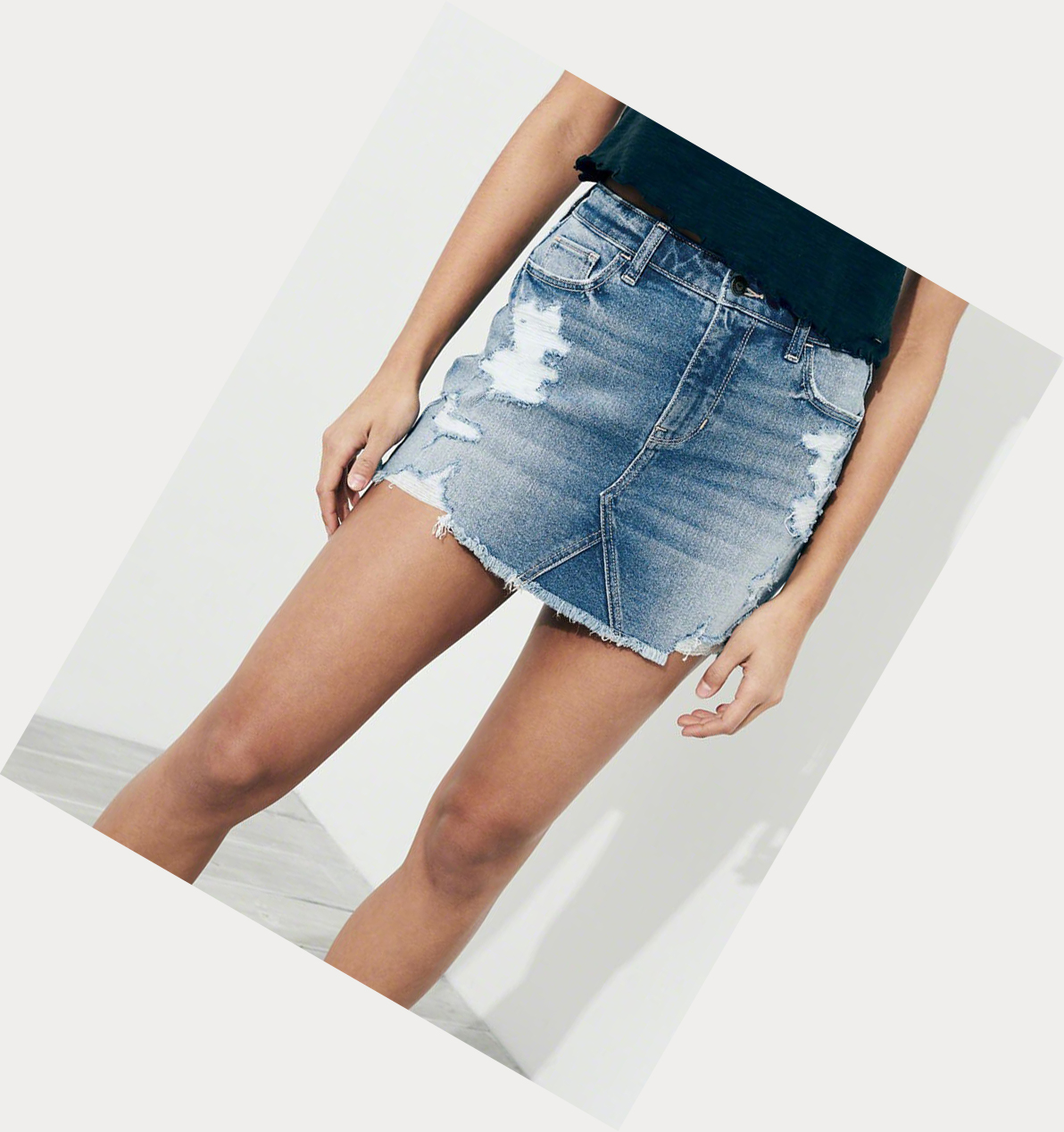 Light Wash Hollister Vintage Stretch High-Rise Denim Women's Skirts | ZA-QRKV368