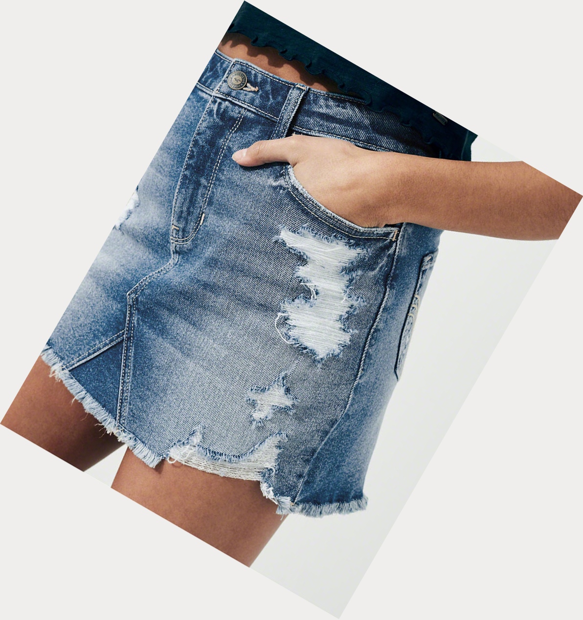 Light Wash Hollister Vintage Stretch High-Rise Denim Women's Skirts | ZA-QRKV368