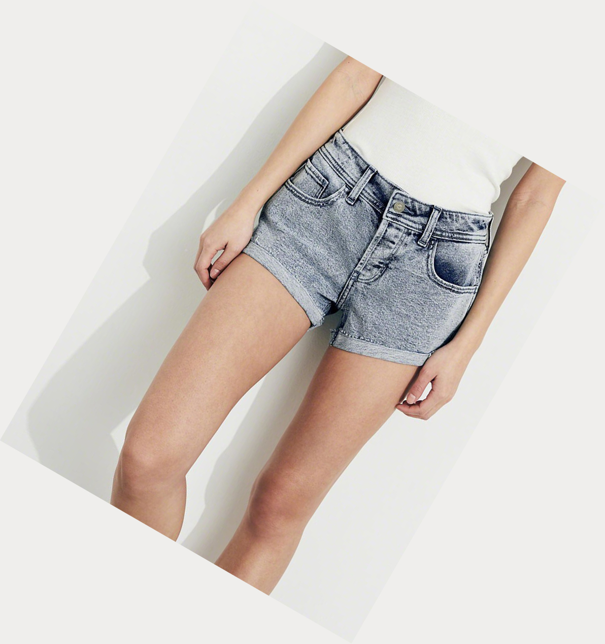 Light Wash Hollister Vintage Stretch Low-Rise Denim Boyfriend Women's Shorts | ZA-DYZB406