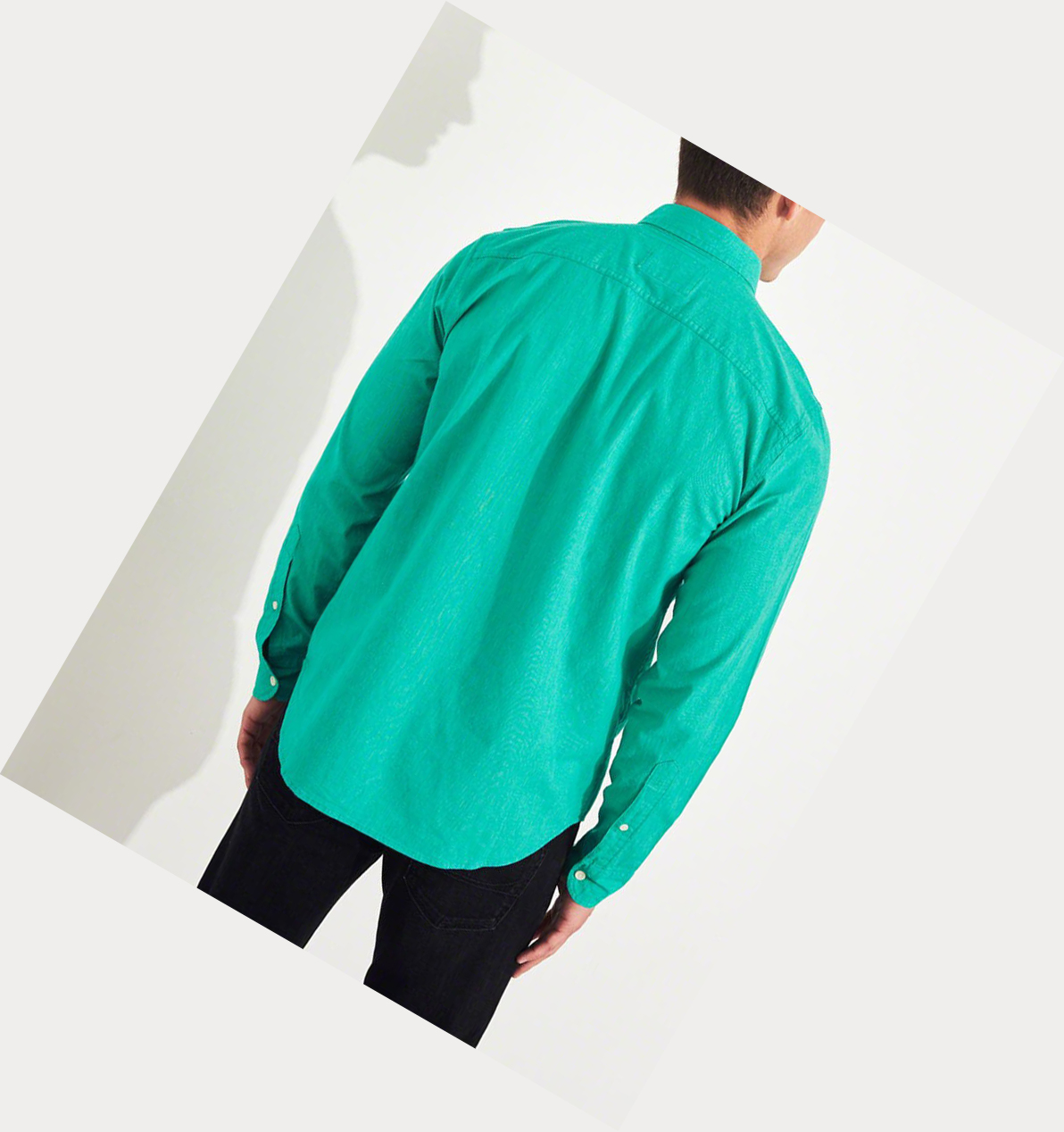 Mint Hollister Stretch Poplin Men's Long Sleeve | ZA-YNTW259