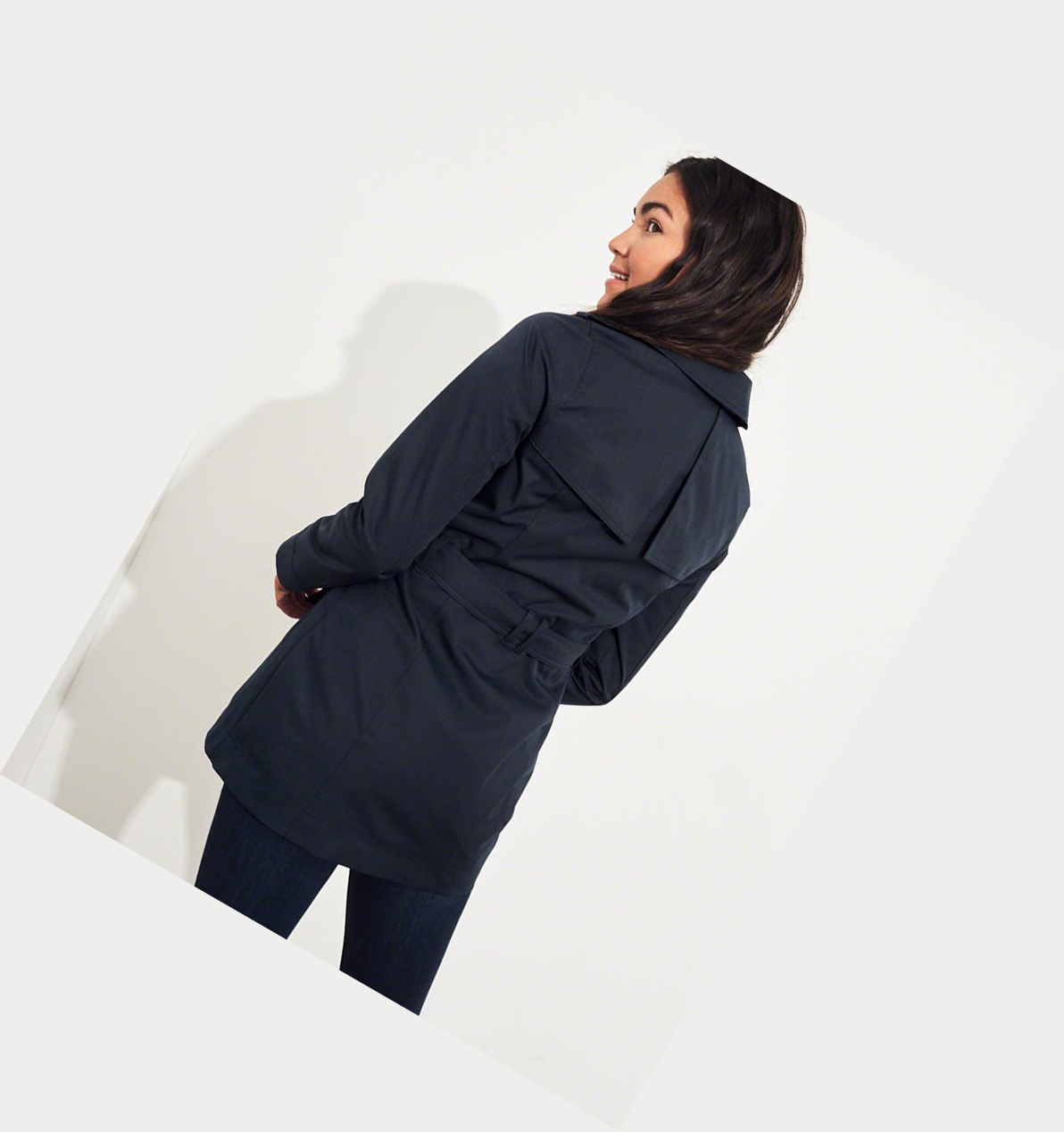 Navy Hollister Belted Trench Women's Jackets | ZA-XSGB173