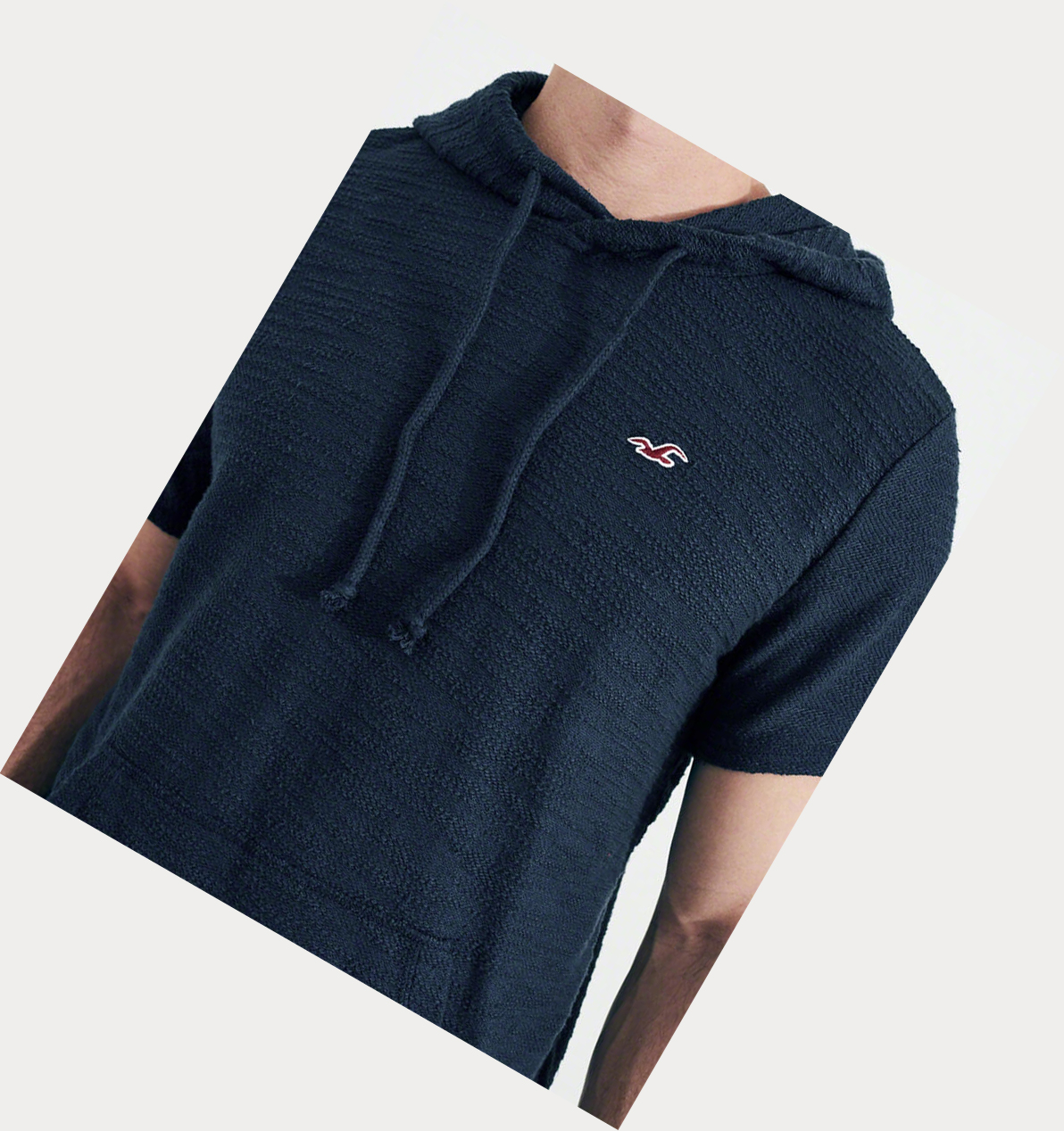 Navy Hollister Boucle Hooded Men's Short Sleeve | ZA-YMZF019