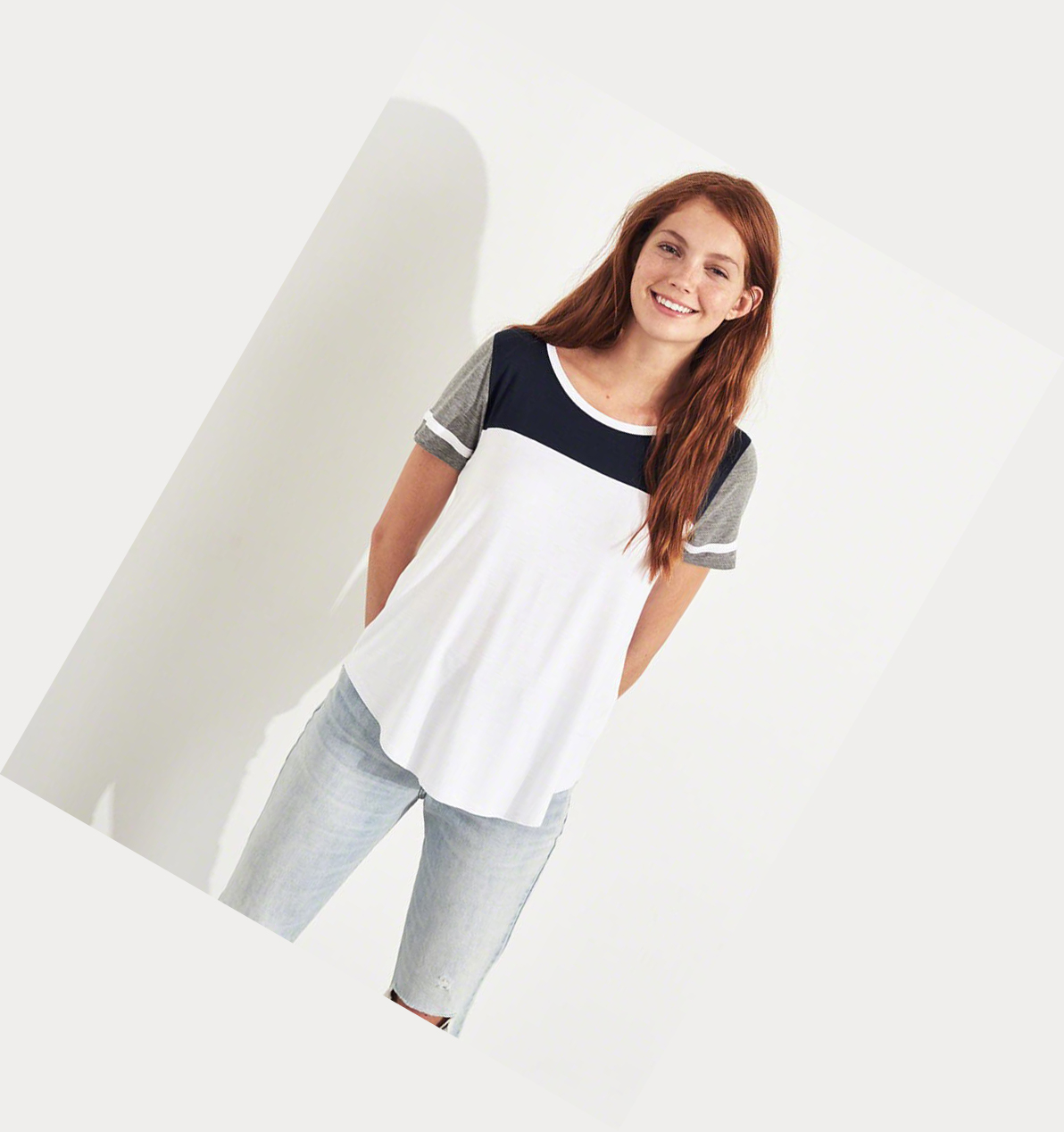 Navy Hollister Colorblock Easy Women's Short Sleeve | ZA-YVCE842