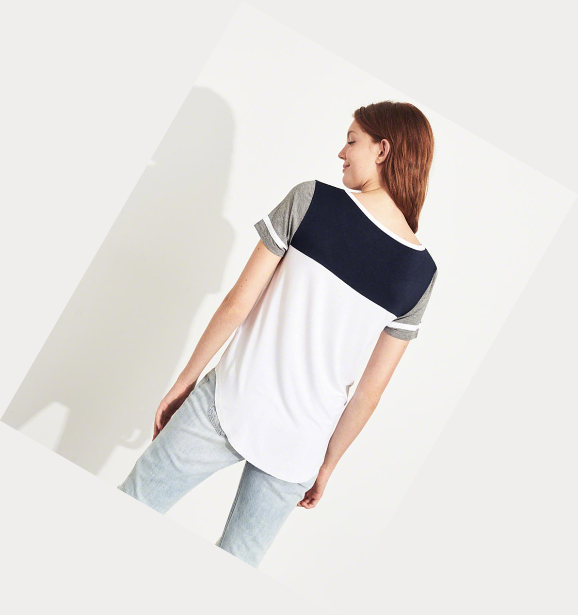 Navy Hollister Colorblock Easy Women's Short Sleeve | ZA-YVCE842