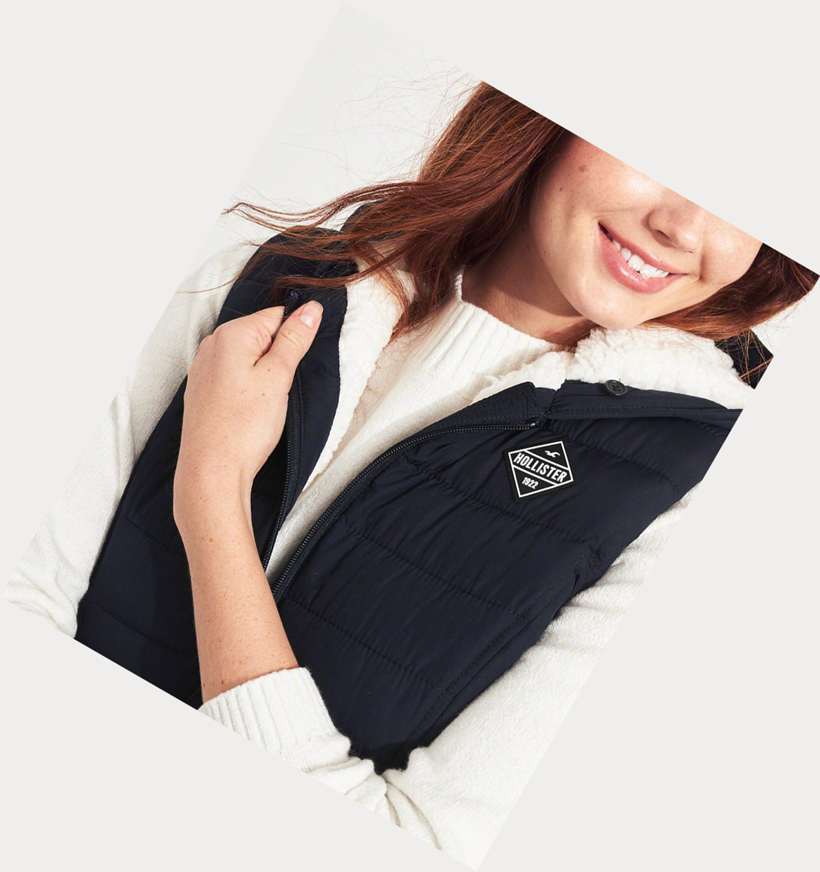 Navy Hollister Cozy-Lined Puffer Women's Vest | ZA-ZIBY962