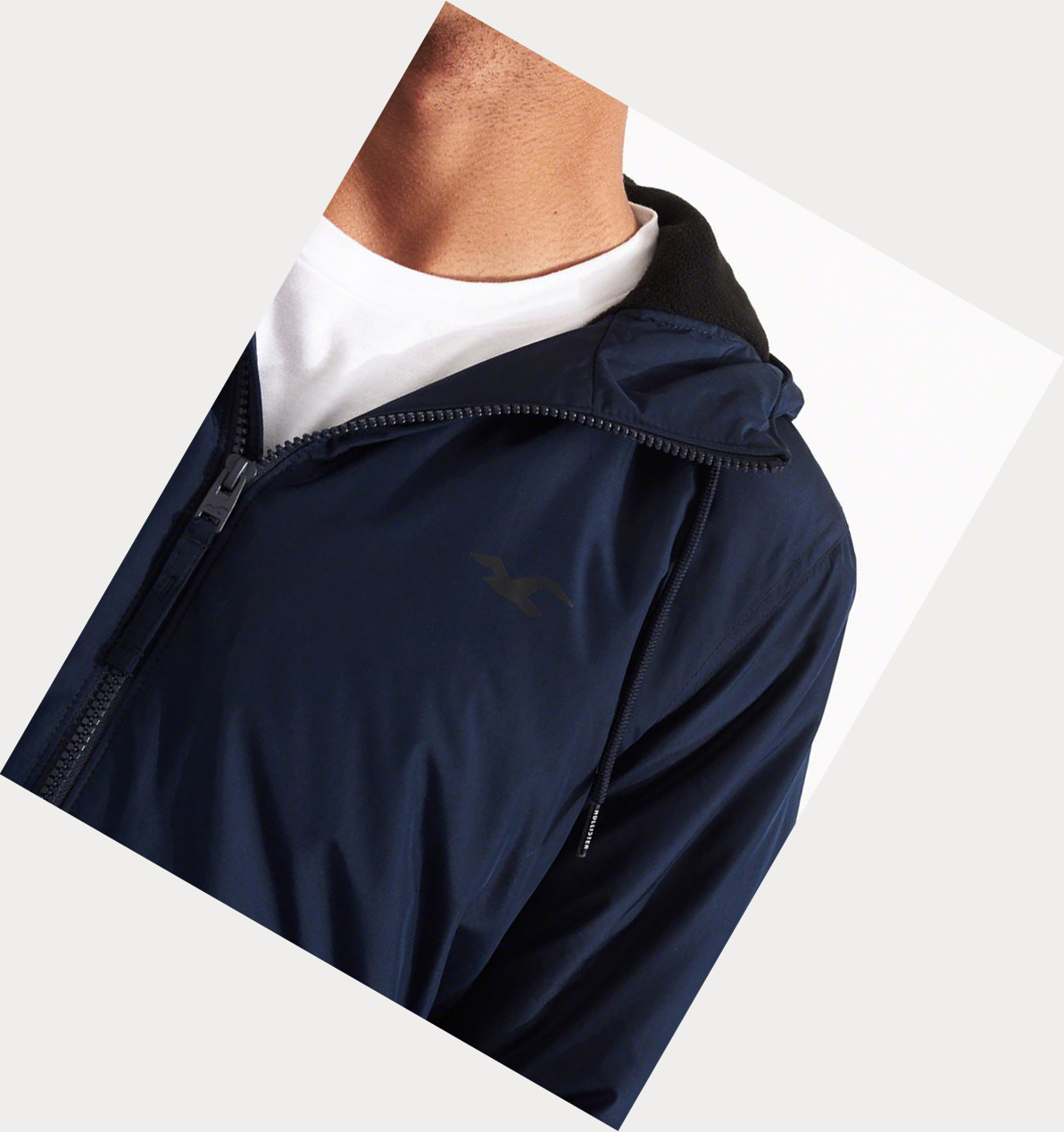 Navy Hollister Fleece-Lined Hooded Men's Bomber Jackets | ZA-MDHY875