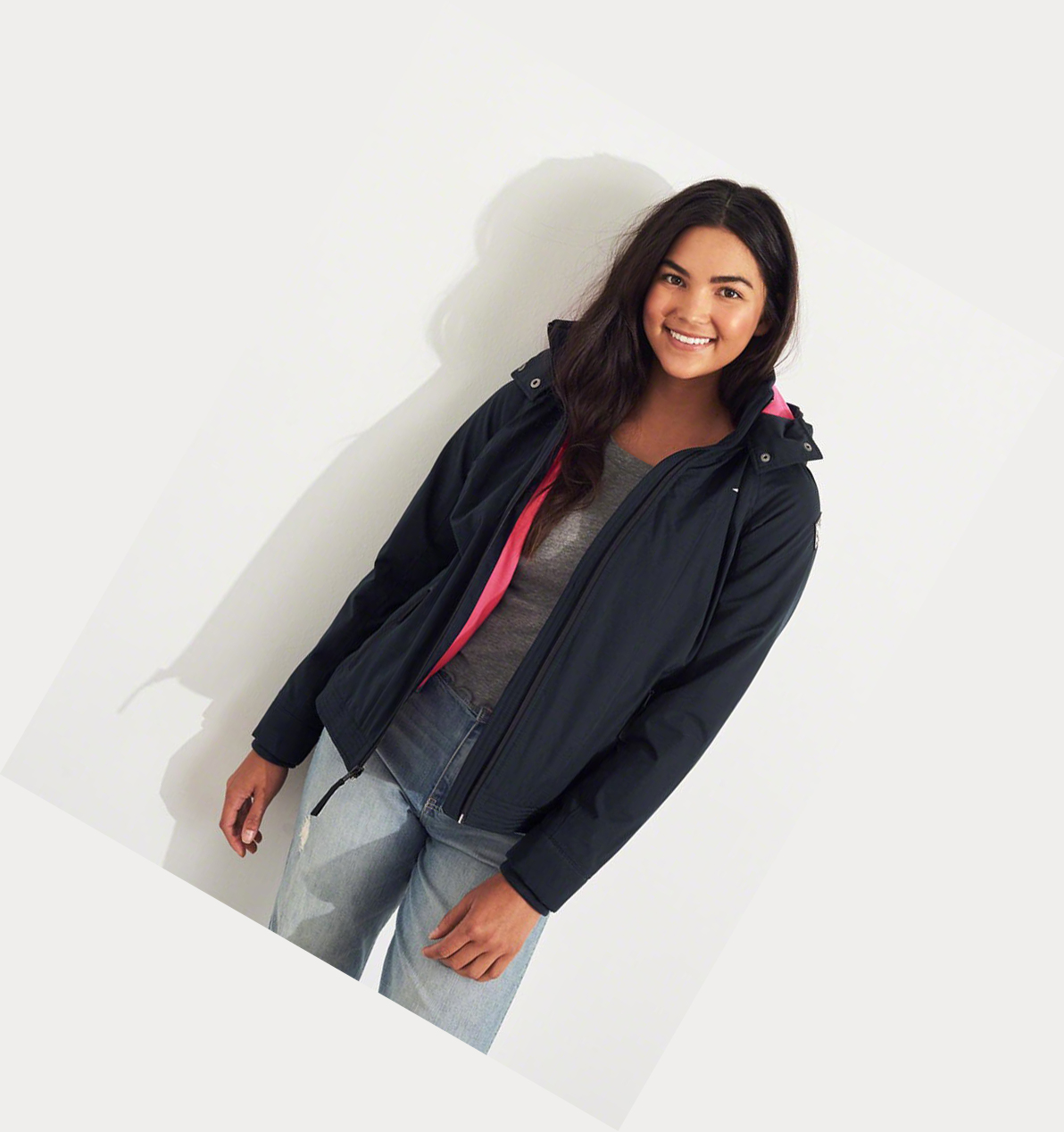 Navy Hollister Fleece-Lined Women's Jackets | ZA-HRAB149