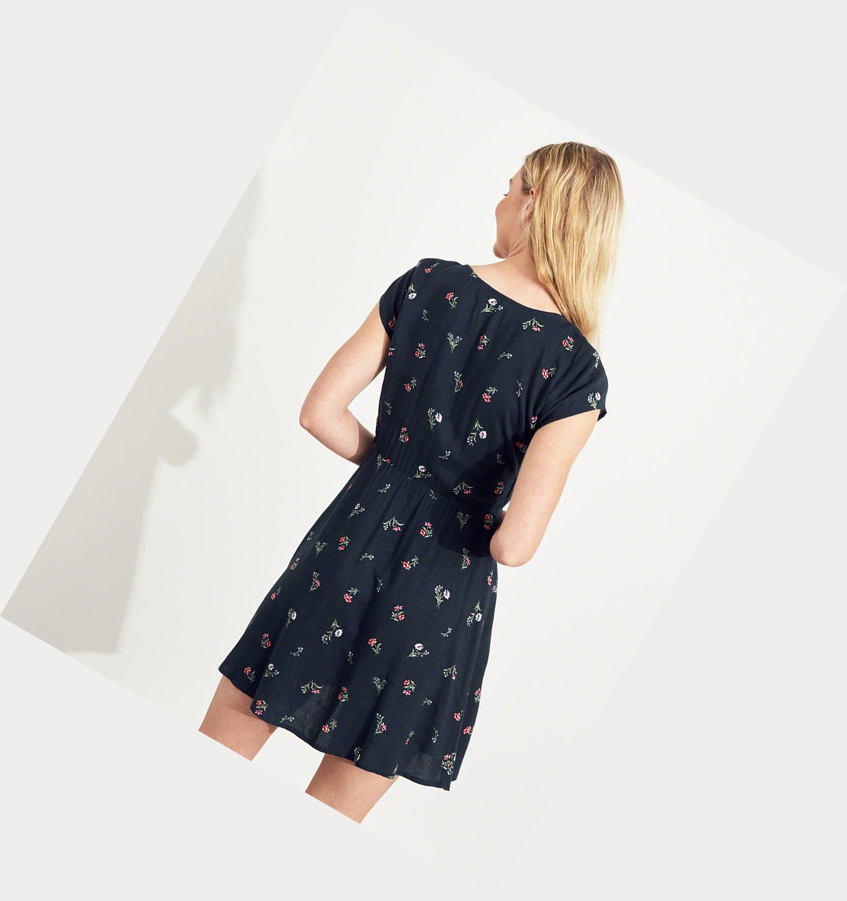 Navy Hollister Floral Wrap Women's Dress | ZA-MHJZ359