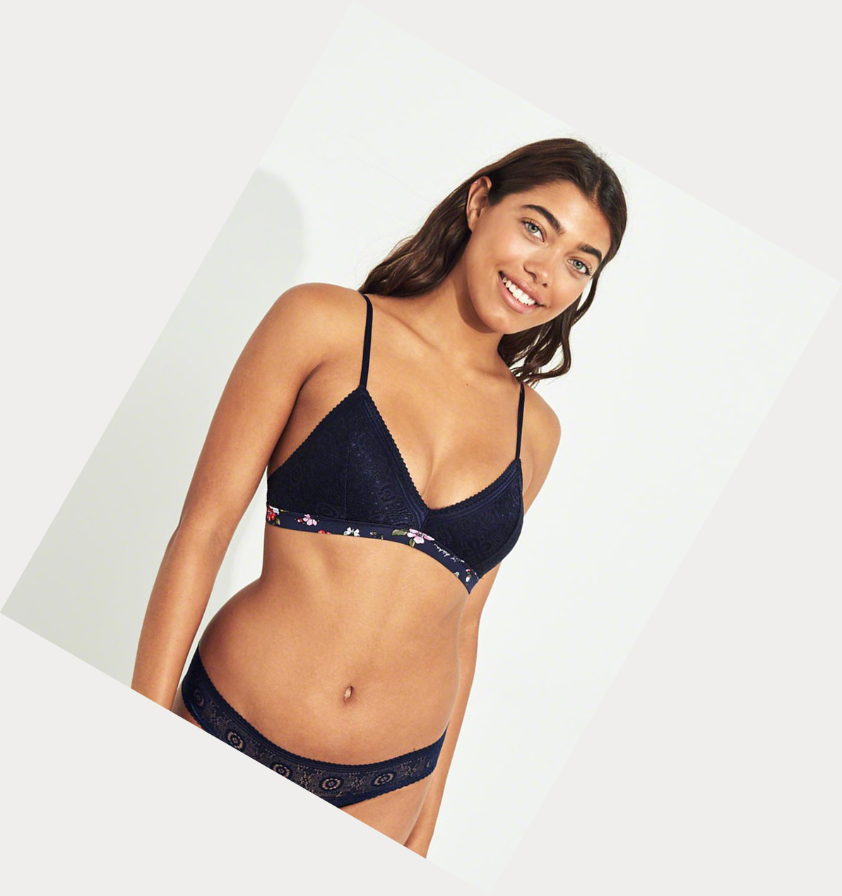 Navy Hollister Lace Triangle With Removable Pads Women's Bras | ZA-OHCG583