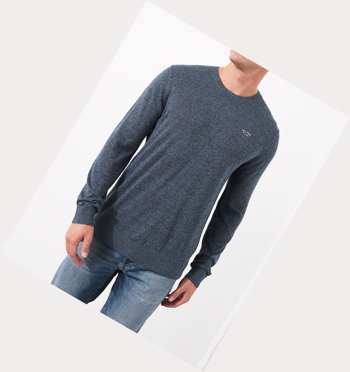 Navy Hollister Lightweight Crewneck Men's Sweaters | ZA-QEKF793