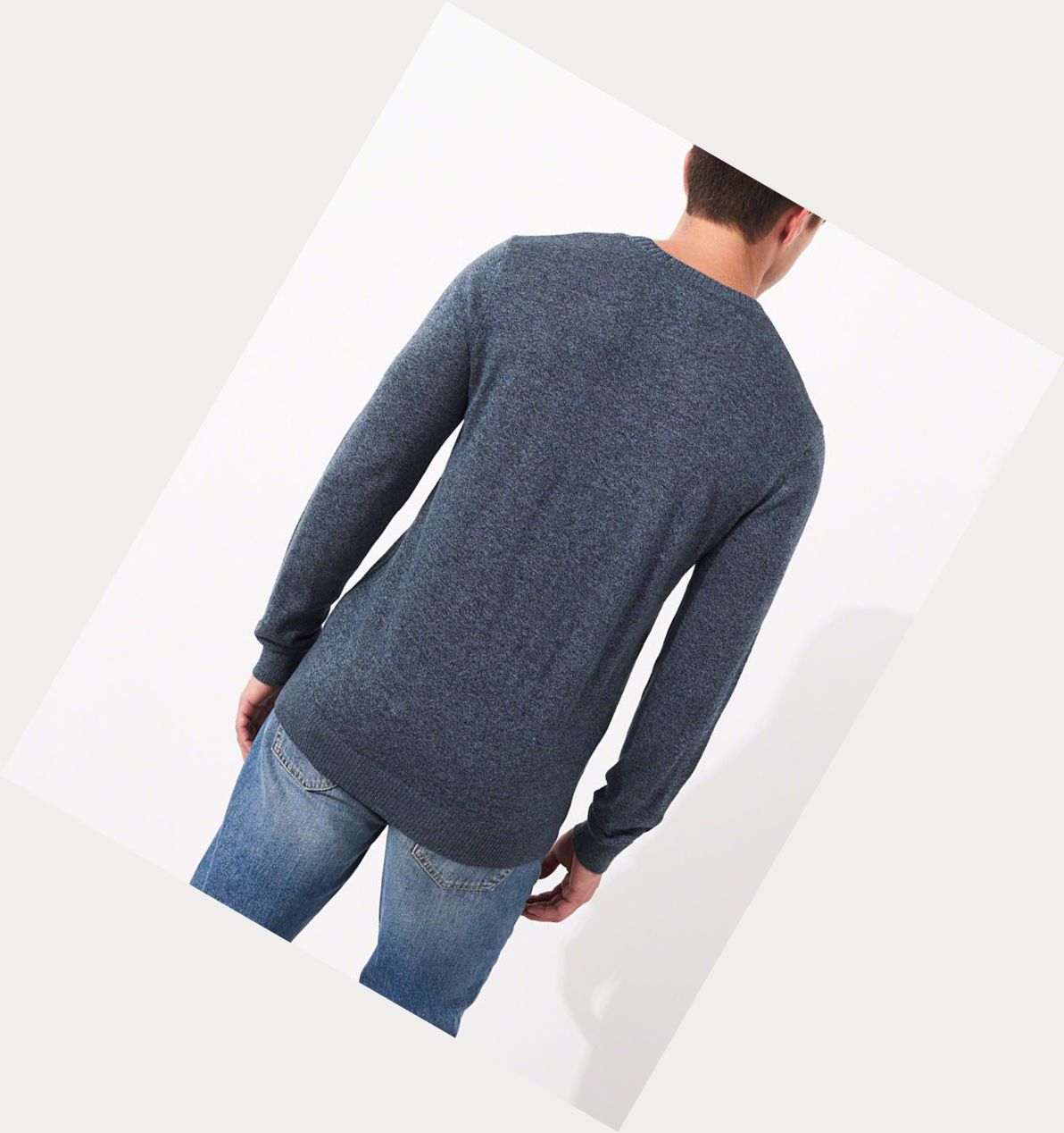 Navy Hollister Lightweight Crewneck Men's Sweaters | ZA-QEKF793