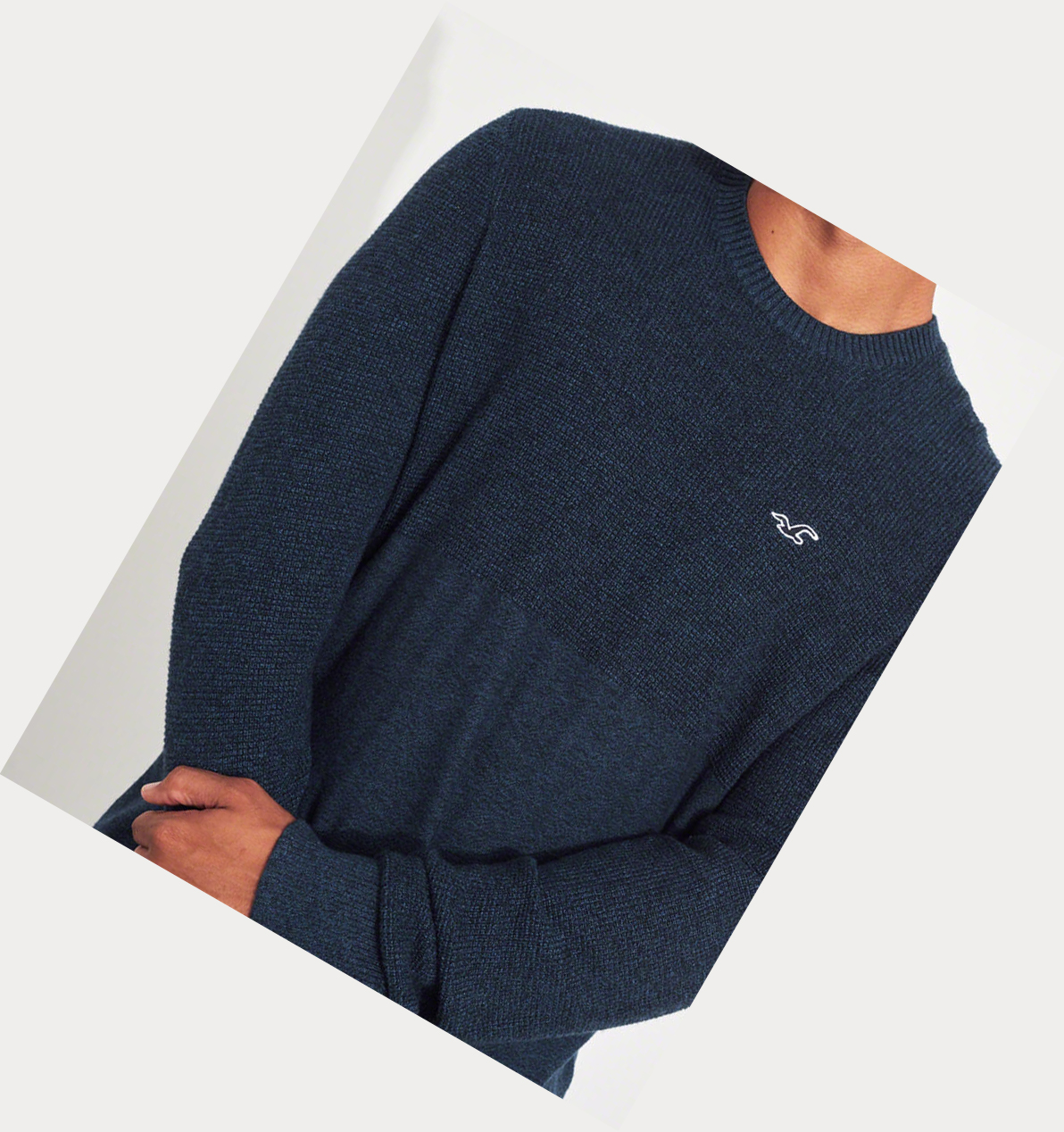 Navy Hollister Lightweight Curved Hem Men's Sweaters | ZA-BVJT752