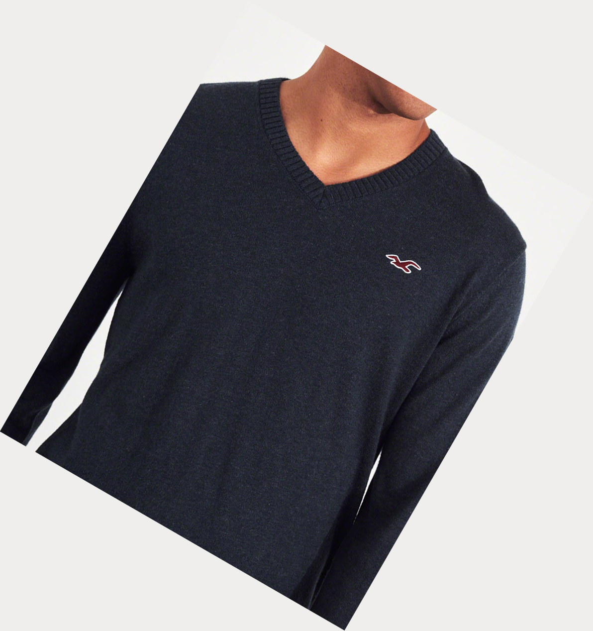 Navy Hollister Lightweight V-Neck Men's Sweaters | ZA-LVRH567