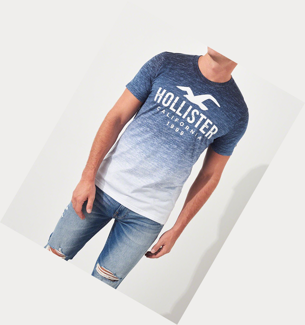 Navy Hollister Logo Men's Short Sleeve | ZA-CLKN720