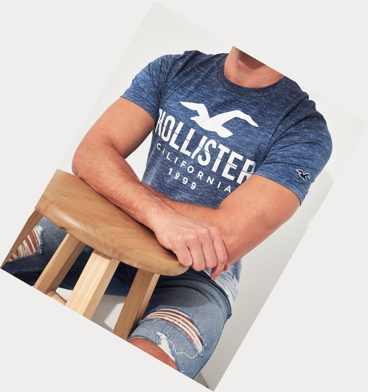 Navy Hollister Logo Men's Short Sleeve | ZA-CLKN720