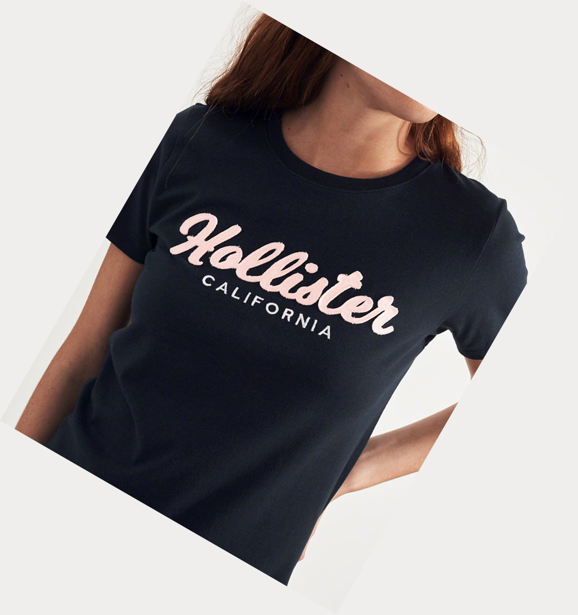 Navy Hollister Logo Women's Short Sleeve | ZA-HEDB635