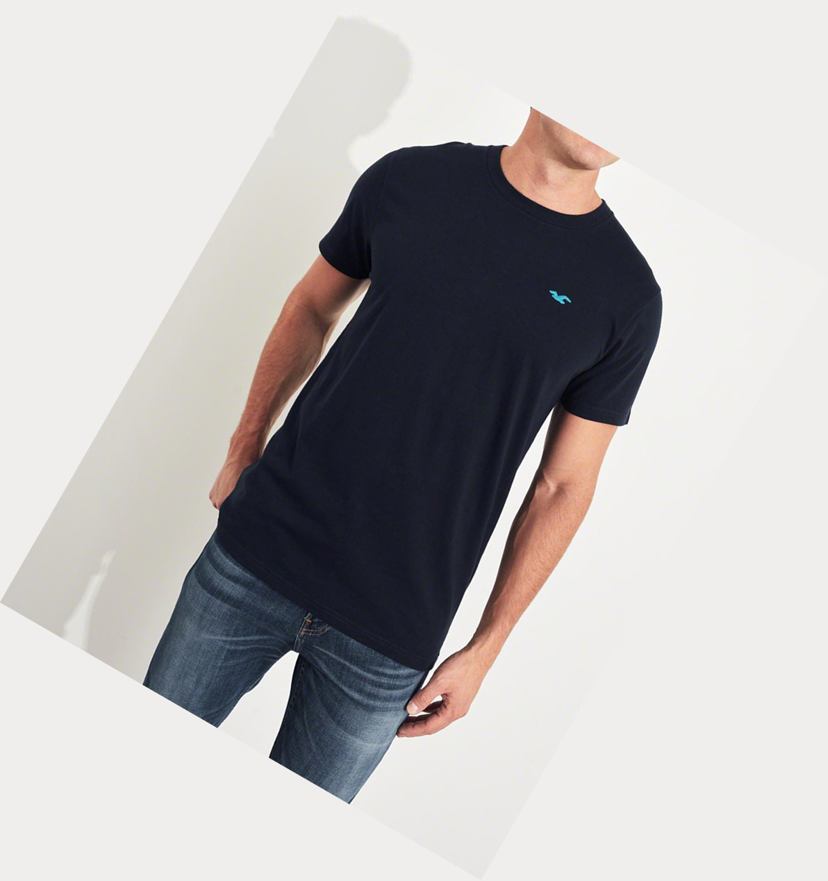 Navy Hollister Must-Have Crewneck Men's Short Sleeve | ZA-EWRO582